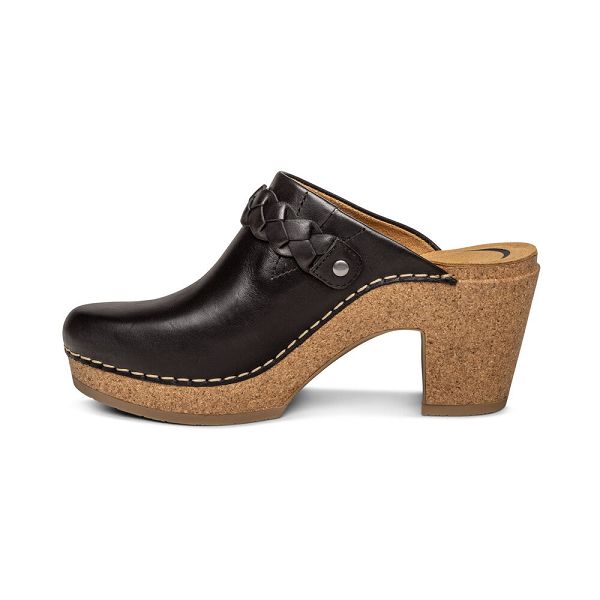 Aetrex Women's Corey Clogs Black Shoes UK 8146-570